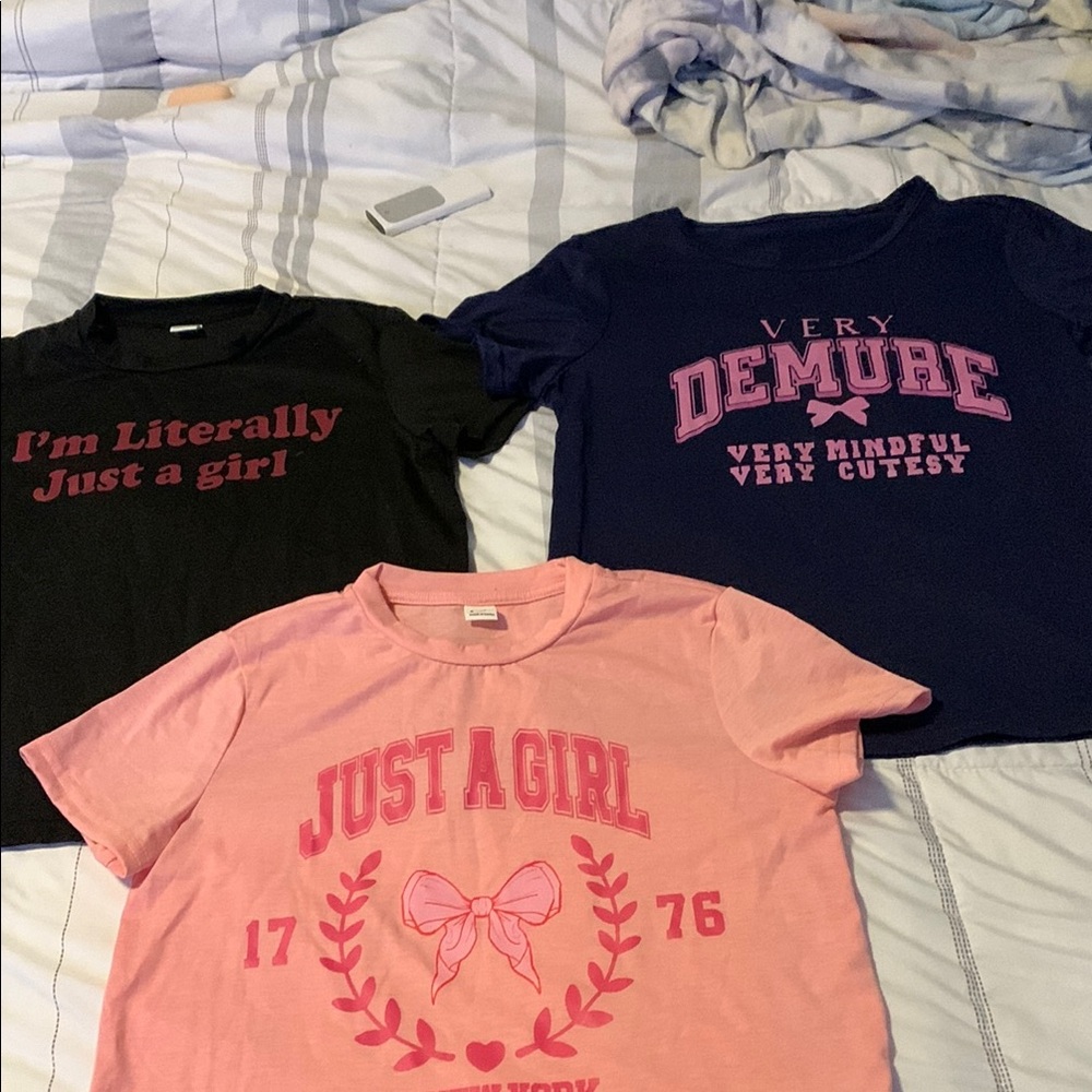 SHEIN Kids Short Sleeve Tees - Black, Pink, and Navy